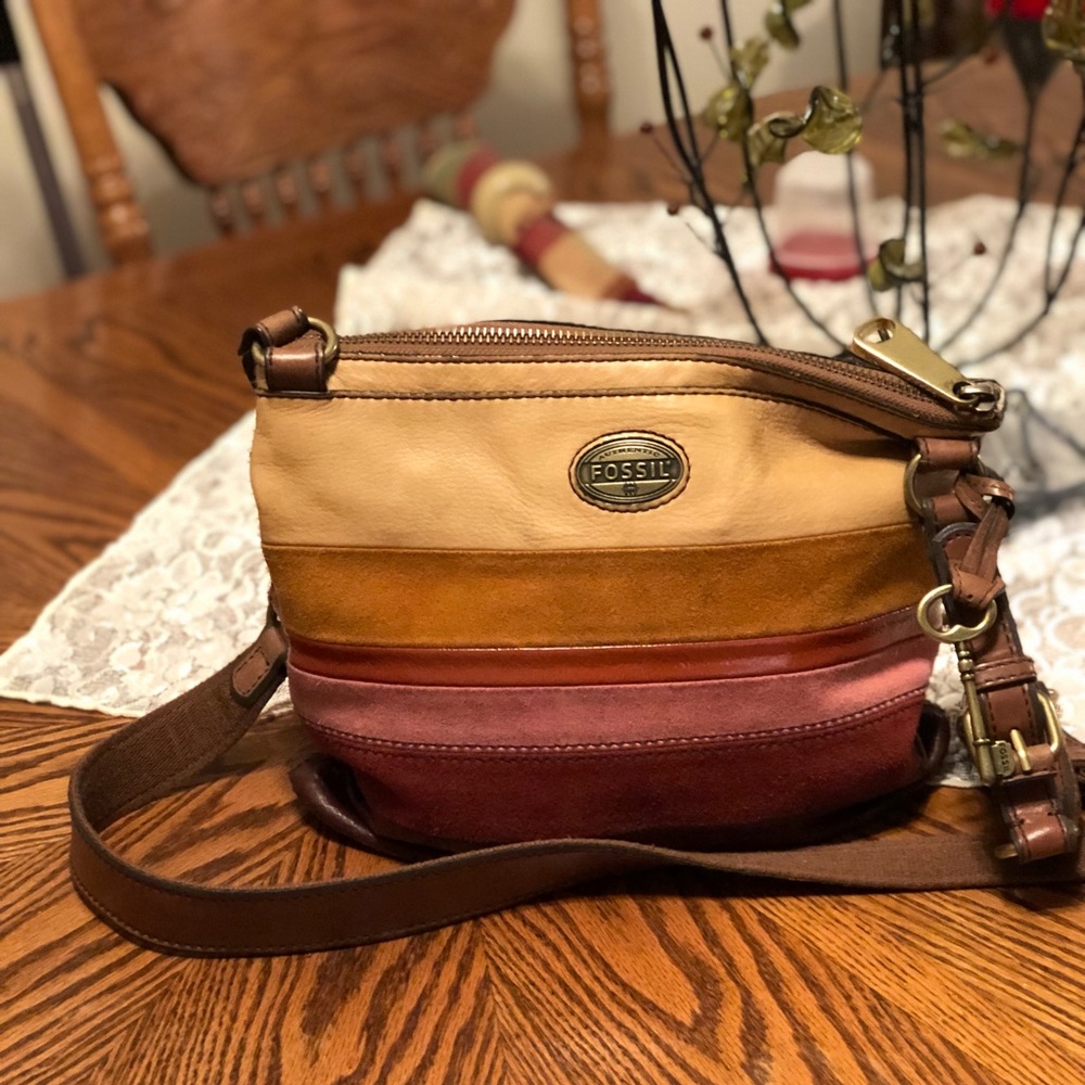 Fossil EXPLORER Tan Leather Crossbody Bag ,